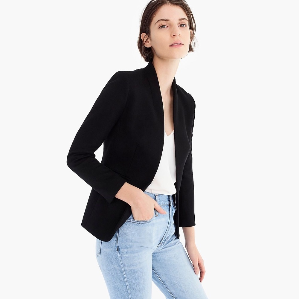 J.Crew Petite Going-Out Blazer in Stretch Twill - Black